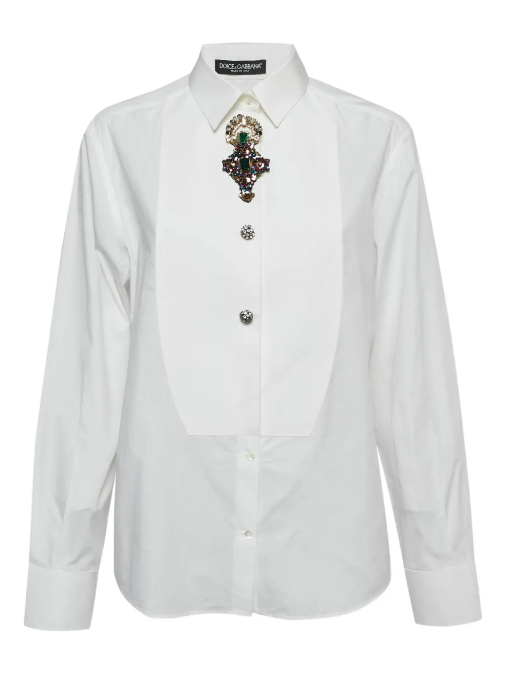 Pre-owned Dolce & Gabbana Crystal-embellishment Shirt In White