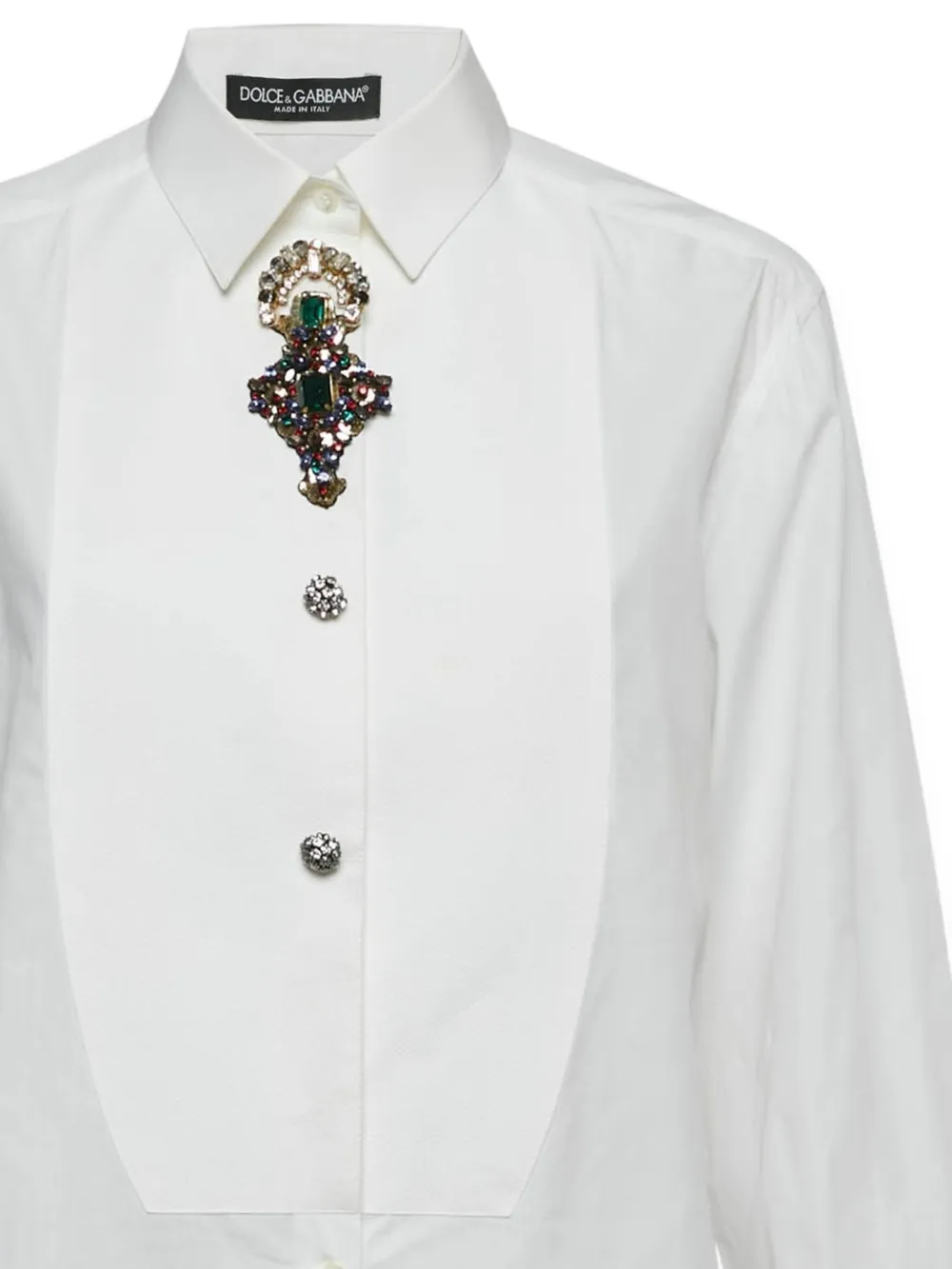 Pre-owned Dolce & Gabbana Crystal-embellishment Shirt In White