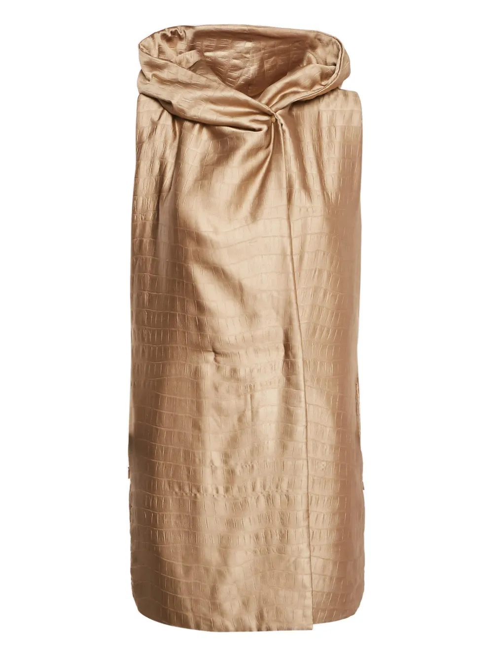 Max Mara pre-owned hooded crocodile-effect coat | Gold | Image 1