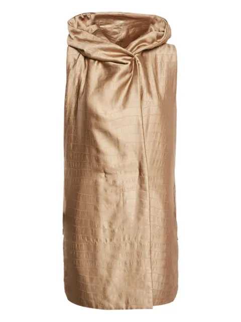 Max Mara pre-owned hooded crocodile-effect coat