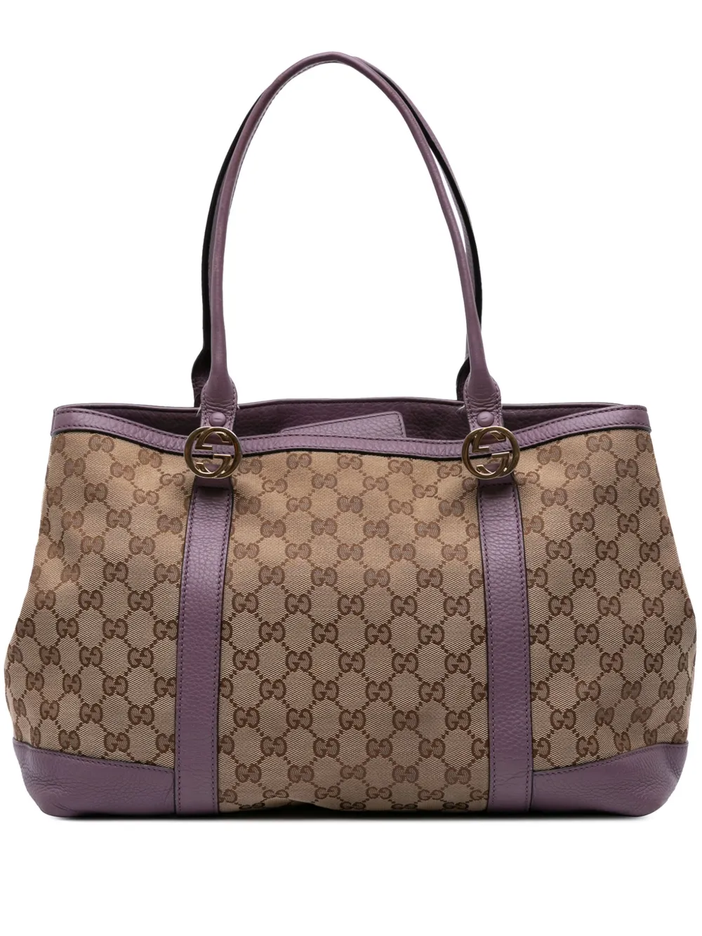 Pre-owned Gucci 2016-2025 Gg Canvas Miss Gg Tote Bag In Brown