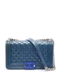 CHANEL Pre-Owned 2014-2015 Old Medium Quilted Patent Acrylic Boy Flap crossbody bag - Blue