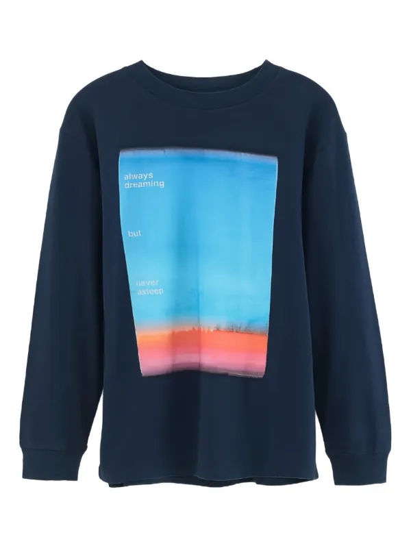 Bellerose Kids graphic-print long-sleeve T-shirt Blue FARFETCH