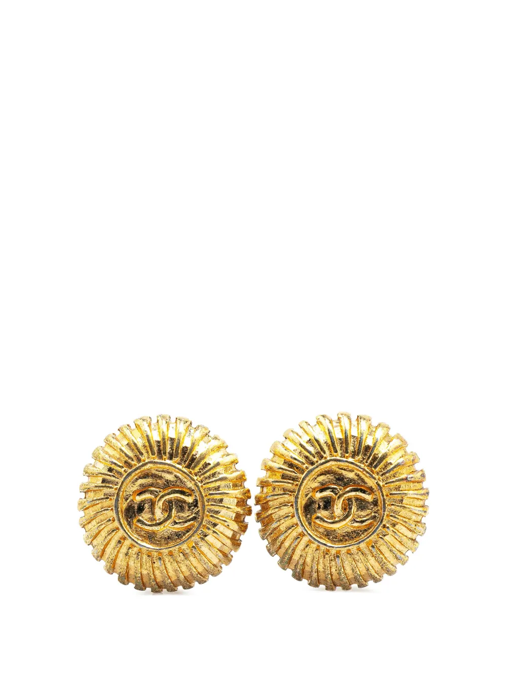 1970-1980 Gold Plated CC Round Clip On Earrings costume earrings