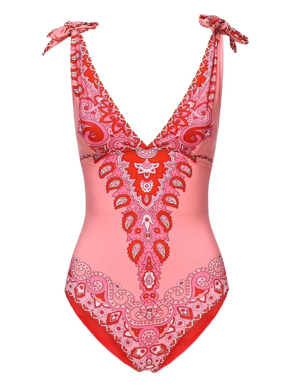 ETRO paisley-print tie-shoulder swimsuit Roze