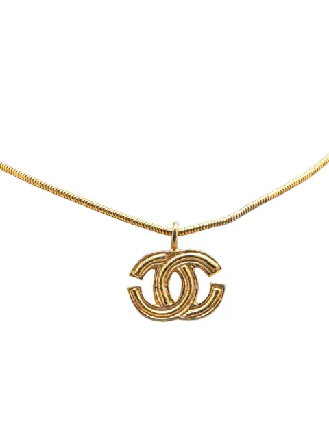CHANEL Pre-Owned 2001 Gold Plated CC Pendant Necklace costume necklace