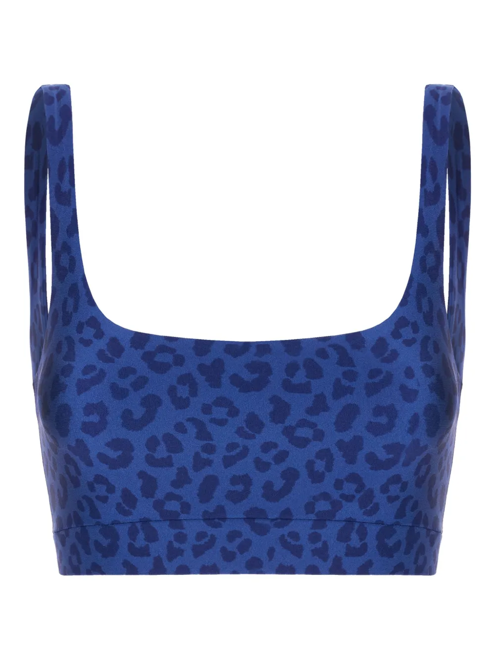 Monfusò Fuso' Maculato Leopard-print Square-neck Top In Blue