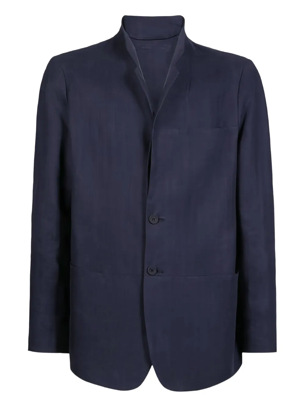 mandarin-collar linen jacket