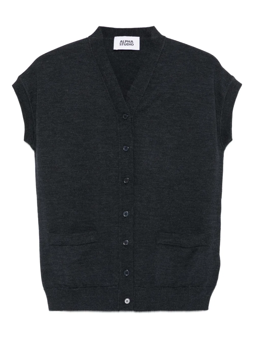 button-front sleeveless cardigan