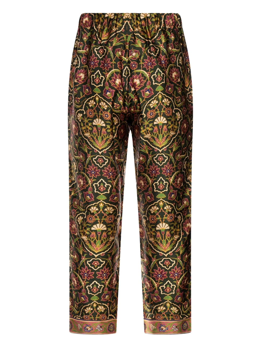 Pantamolle Floral-print Elastic-waist Trousers In Green
