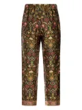 PANTAMOLLE floral-print elastic-waist trousers - Green
