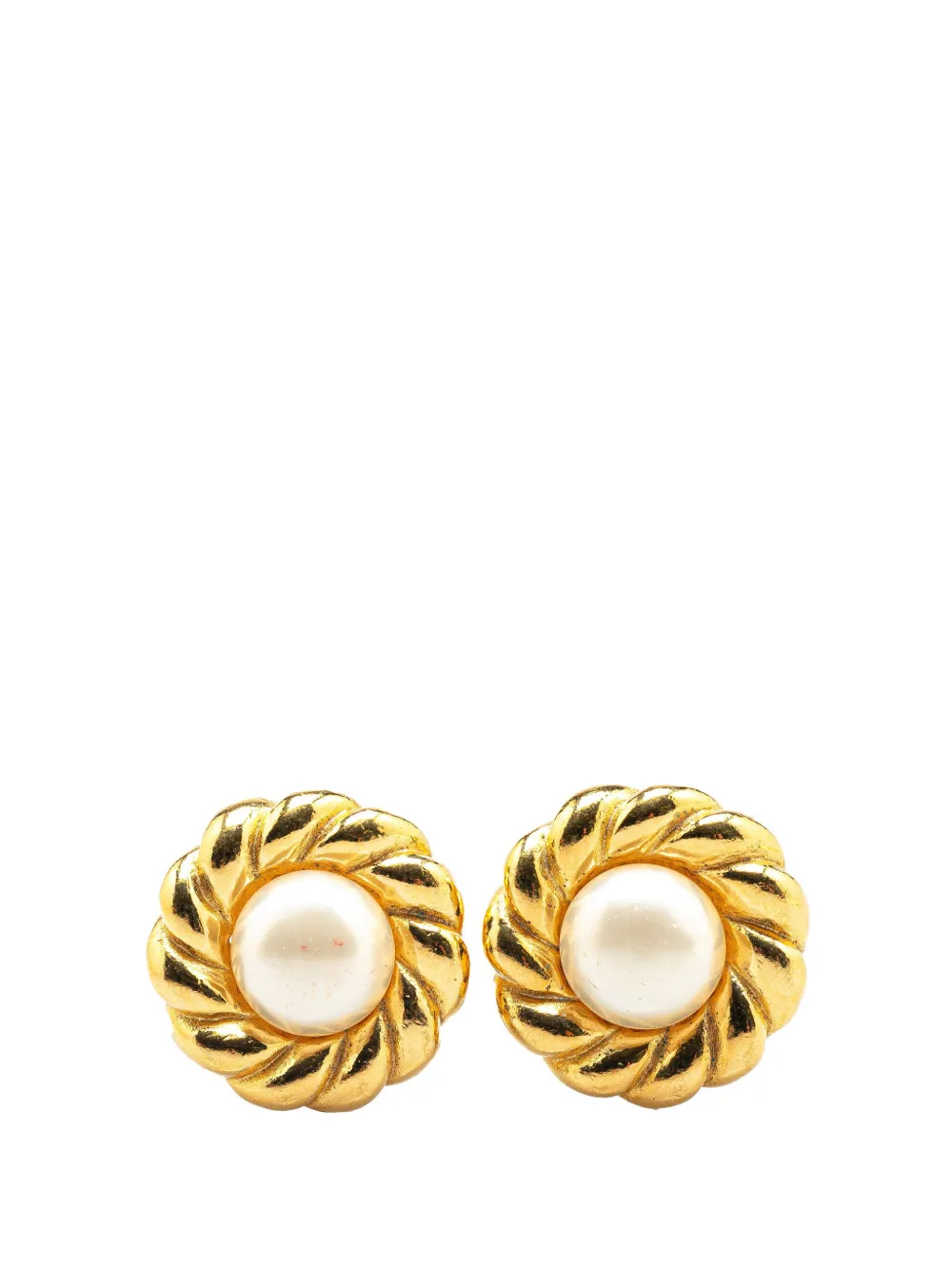1970-1980 Gold Plated Faux Pearl Clip on Earrings costume earrings