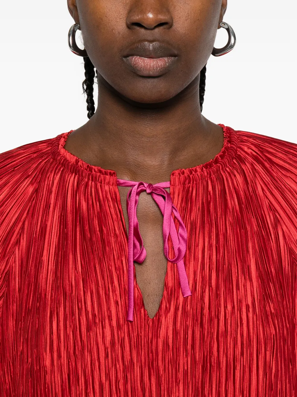 Simkhai plissé ruffled mini dress Rood