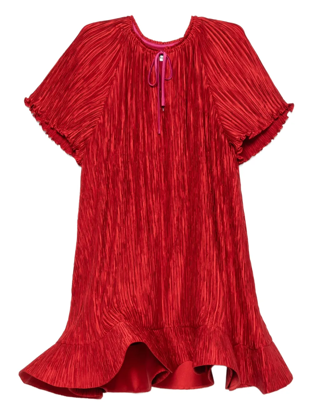 Simkhai plissé ruffled mini dress Rood