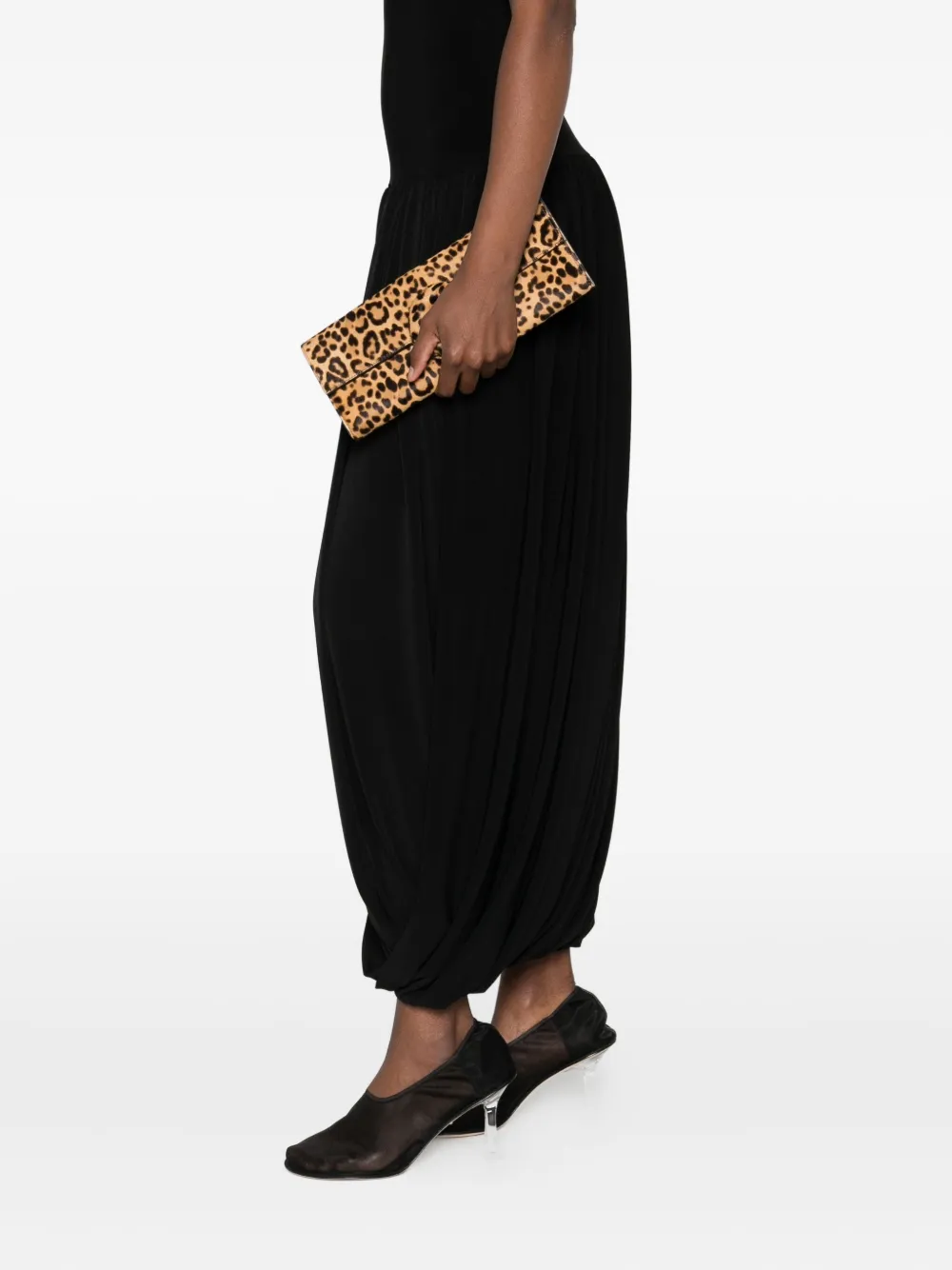Aquazzura leopard-print ring-detail clutch - Bruin