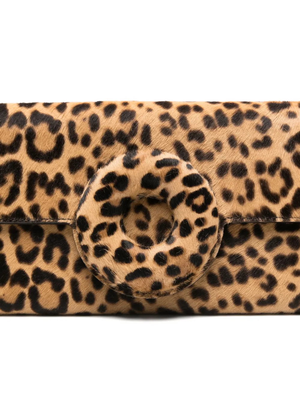 Aquazzura Leopard-print Ring-detail Clutch In Brown