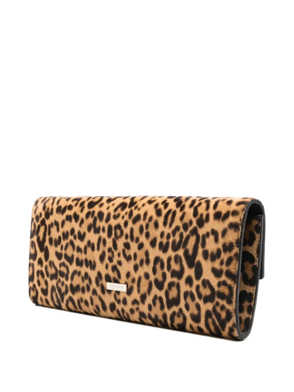 Aquazzura Leopard-print Ring-detail Clutch In Brown