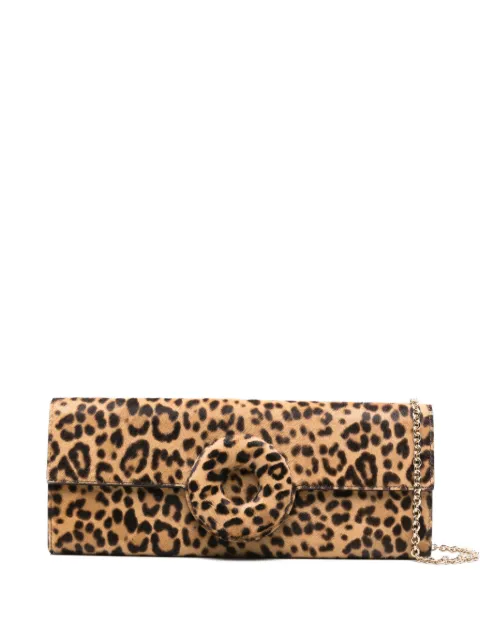 Aquazzura leopard-print ring-detail clutch