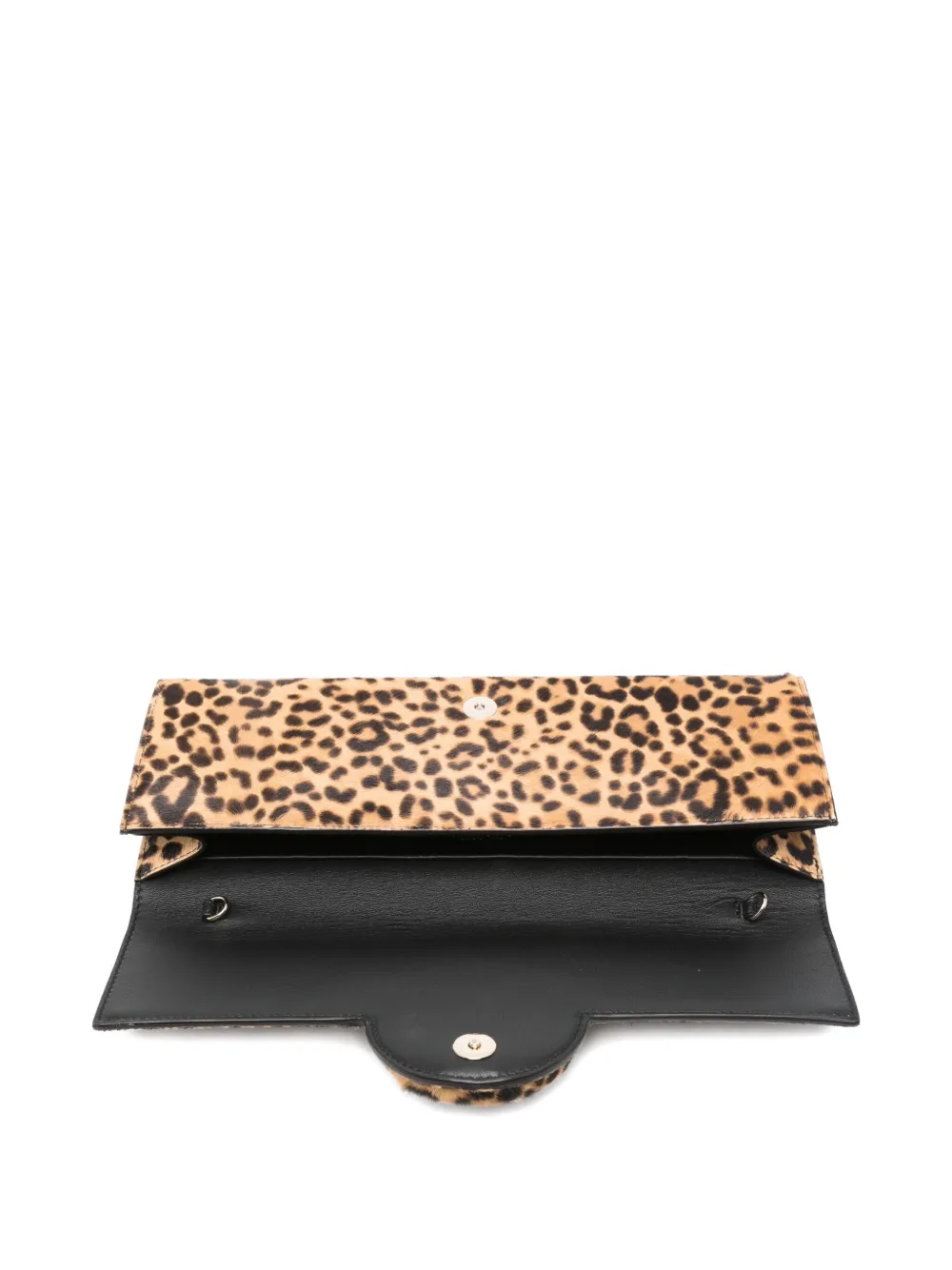 Aquazzura Leopard-print Ring-detail Clutch In Brown