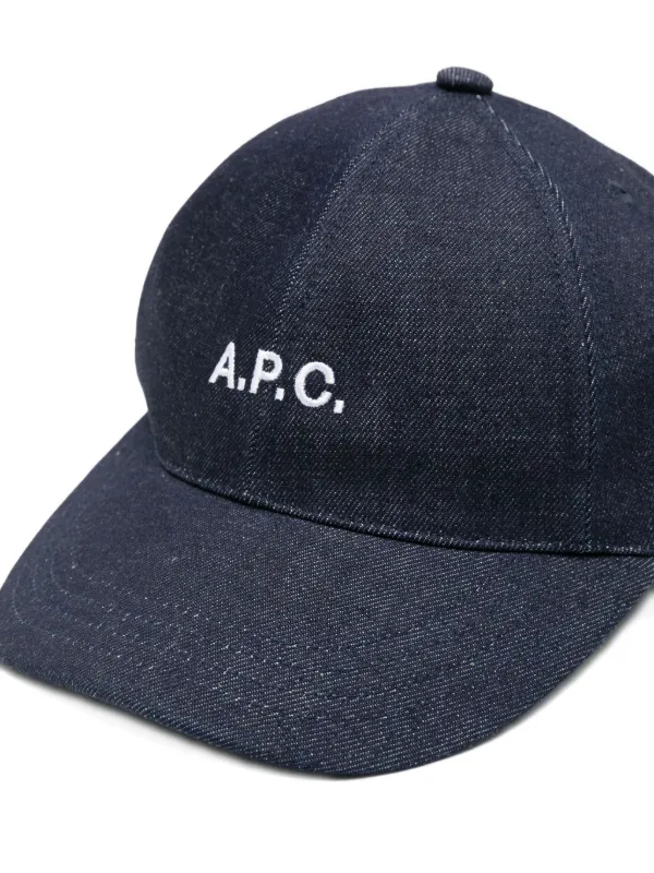 A.P.C. logo-embroidered Denim Cap | Blue | FARFETCH AU