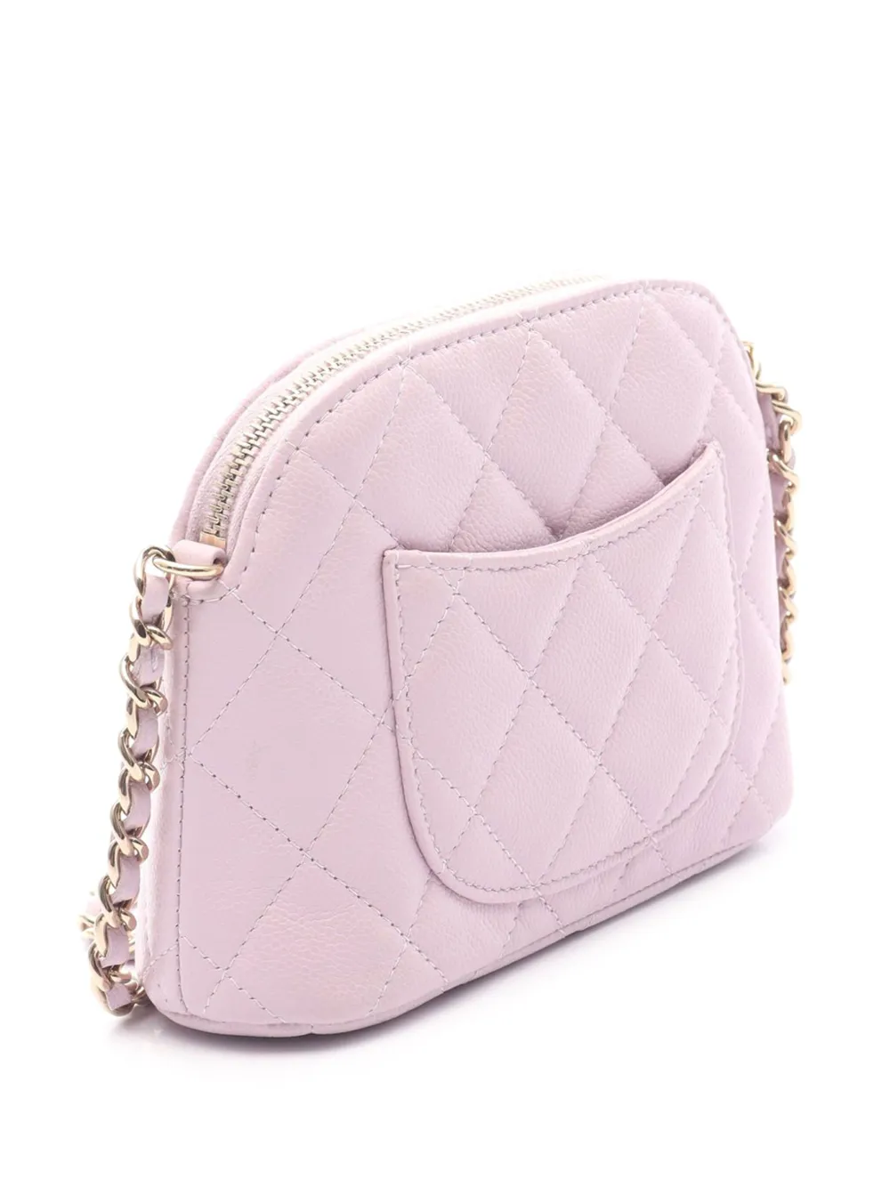 Pre-owned Chanel 2021-2025 Quilted Caviar Classic Clutch With Chain Crossbody Bag In Pink
