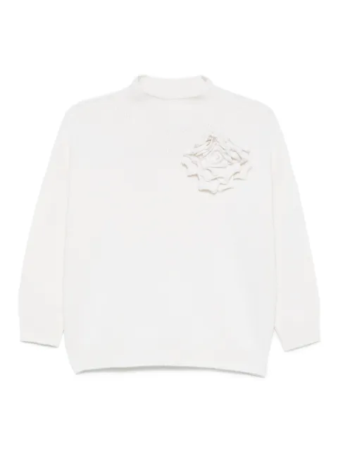 Vanisè high-neck rose-embellished sweater