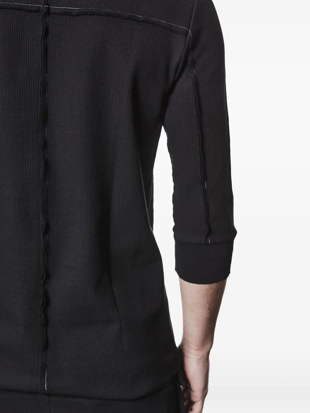 Thom Krom Geribbeld T-shirt met cropped mouwen Zwart