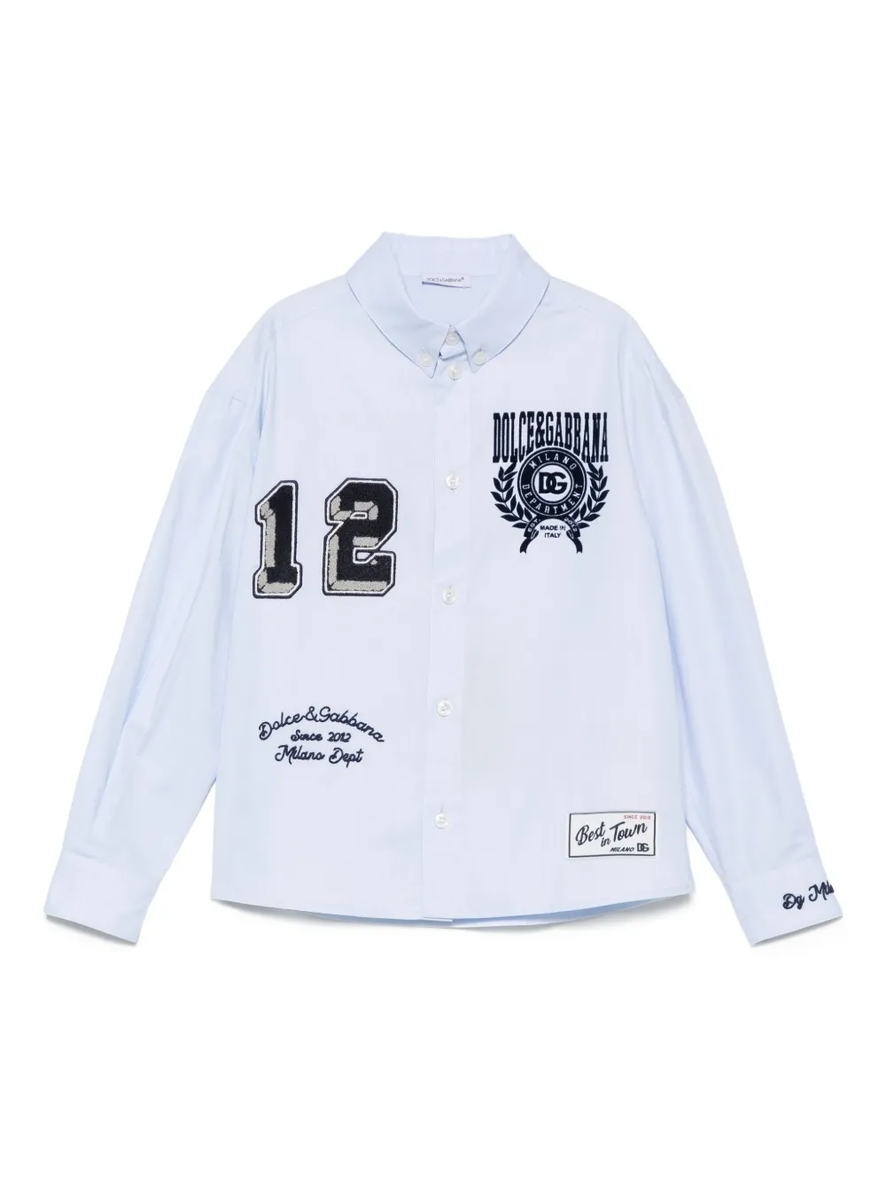 Dolce & Gabbana Kids Shirt met geborduurd getal Blauw