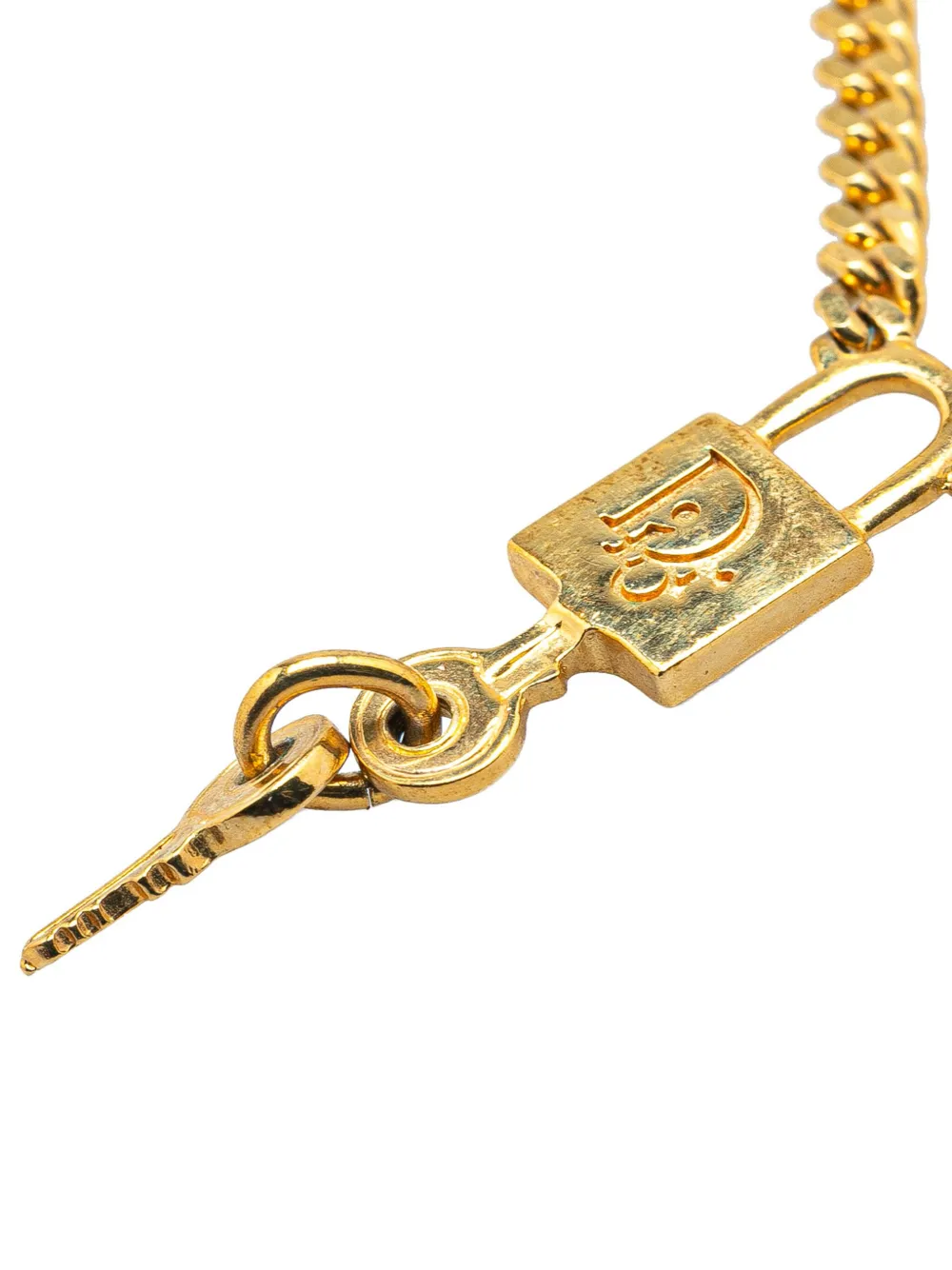 Christian Dior Pre-Owned 20th Century Gold Plated Lock and Key Charm Necklace costume necklace | Image 2