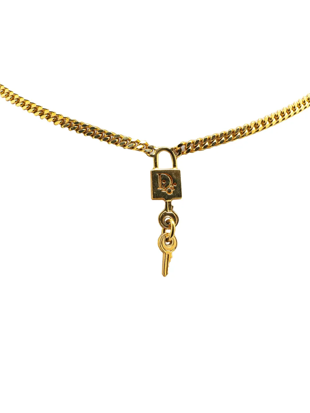 Christian Dior Pre-Owned 20th Century Gold Plated Lock and Key Charm Necklace costume necklace | Gold | Image 1
