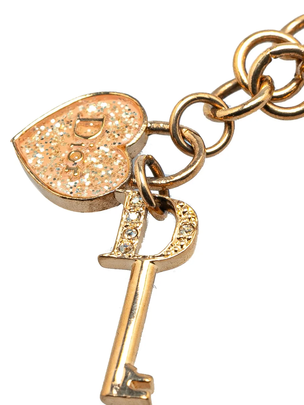 Christian Dior Pre-Owned 20th Century Gold Plated Heart Padlock and Key Pendant Necklace costume necklace | Image 2