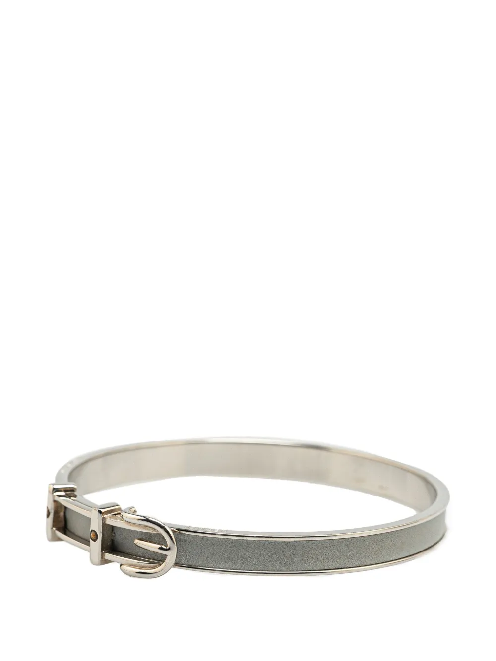 Hermès Pre-Owned 2000-2025 Palladium Plated Leather Belt Buckle Bangle costume bracelet | Image 2