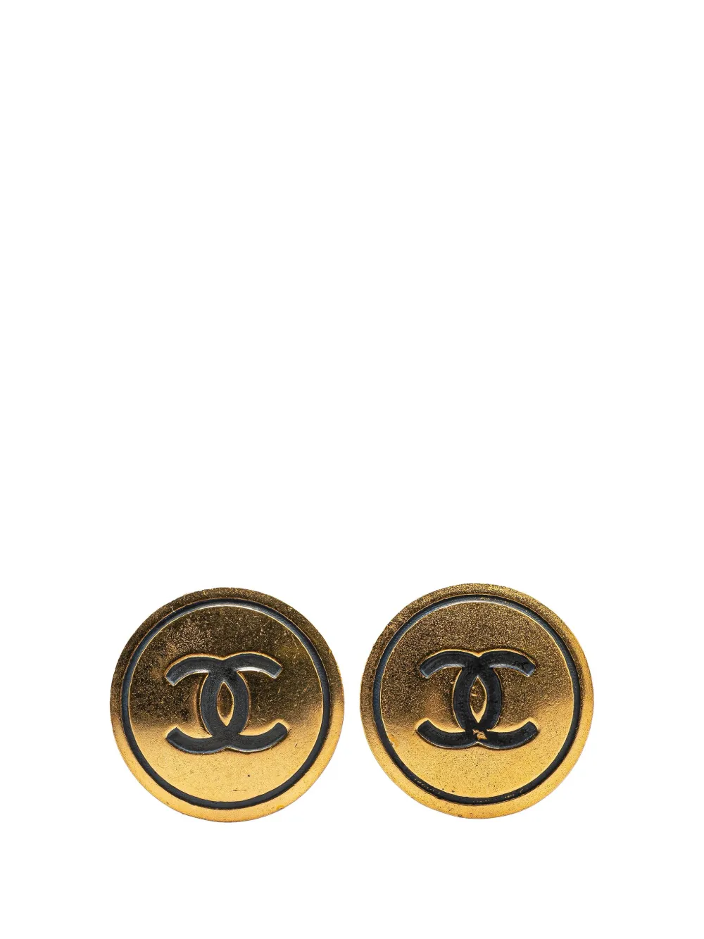 1993 Gold Plated CC Round Clip On Earrings costume earrings