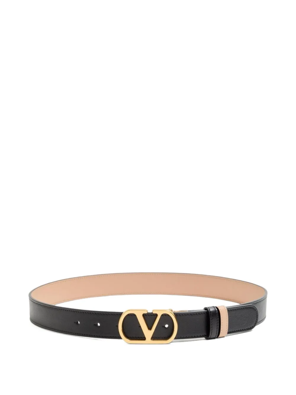 Valentino Garavani Vロゴ シグネチャー リバーシブル レザーベルト - ブラック Valentino Garavani Vロゴ シグネチャー リバーシブル レザーベルト - ブラック