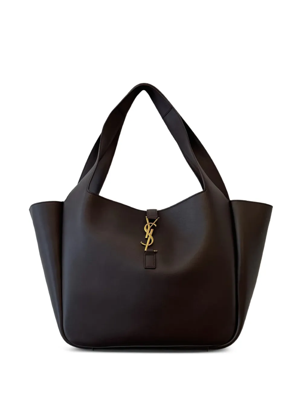 Saint Laurent logo-plaque leather shoulder bag Bruin