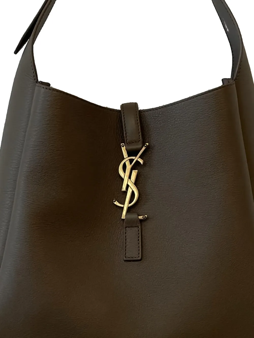 Saint Laurent logo-plaque shoulder bag - Bruin
