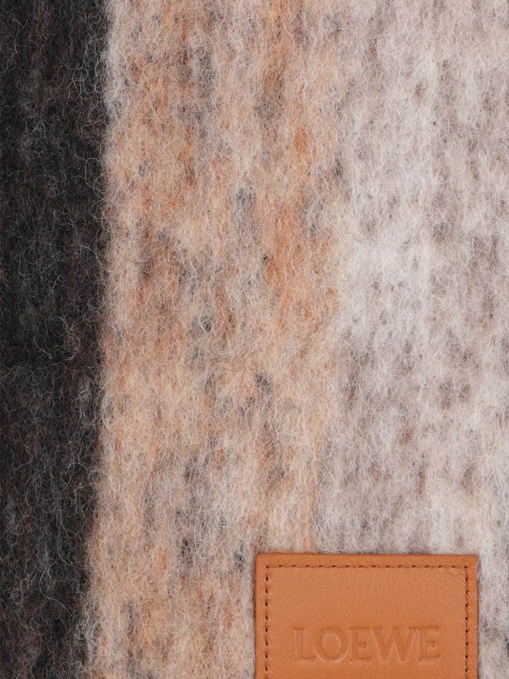 LOEWE striped fringed scarf - Beige