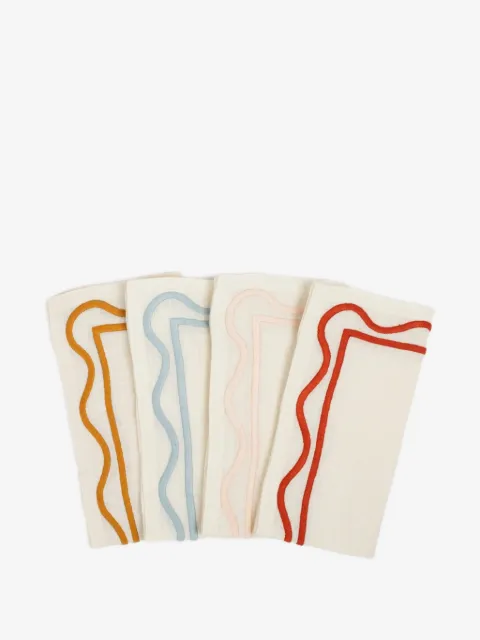 Misette Colorblock Embroidered Linen Napkins (set of four)