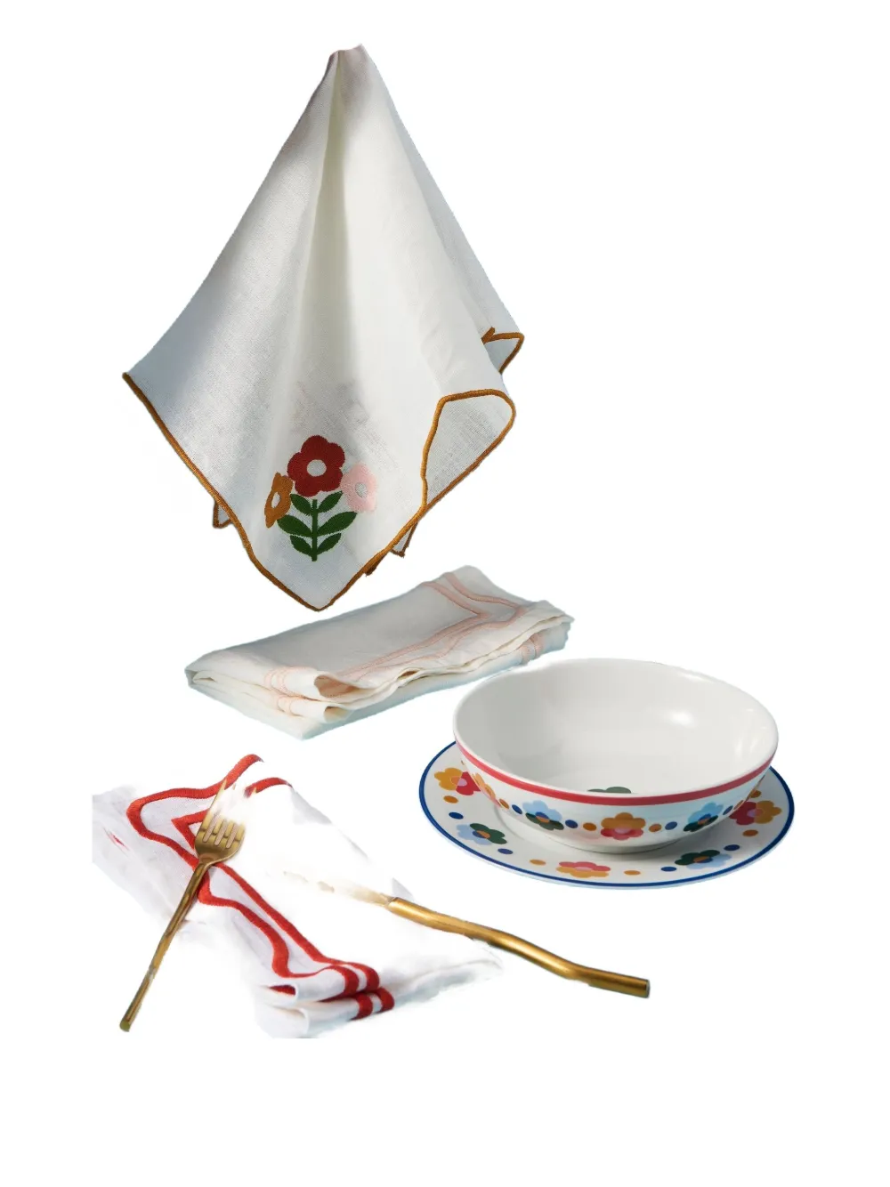 Misette  floral-embroidered napkins (set of four) | Table Linens | Image 2