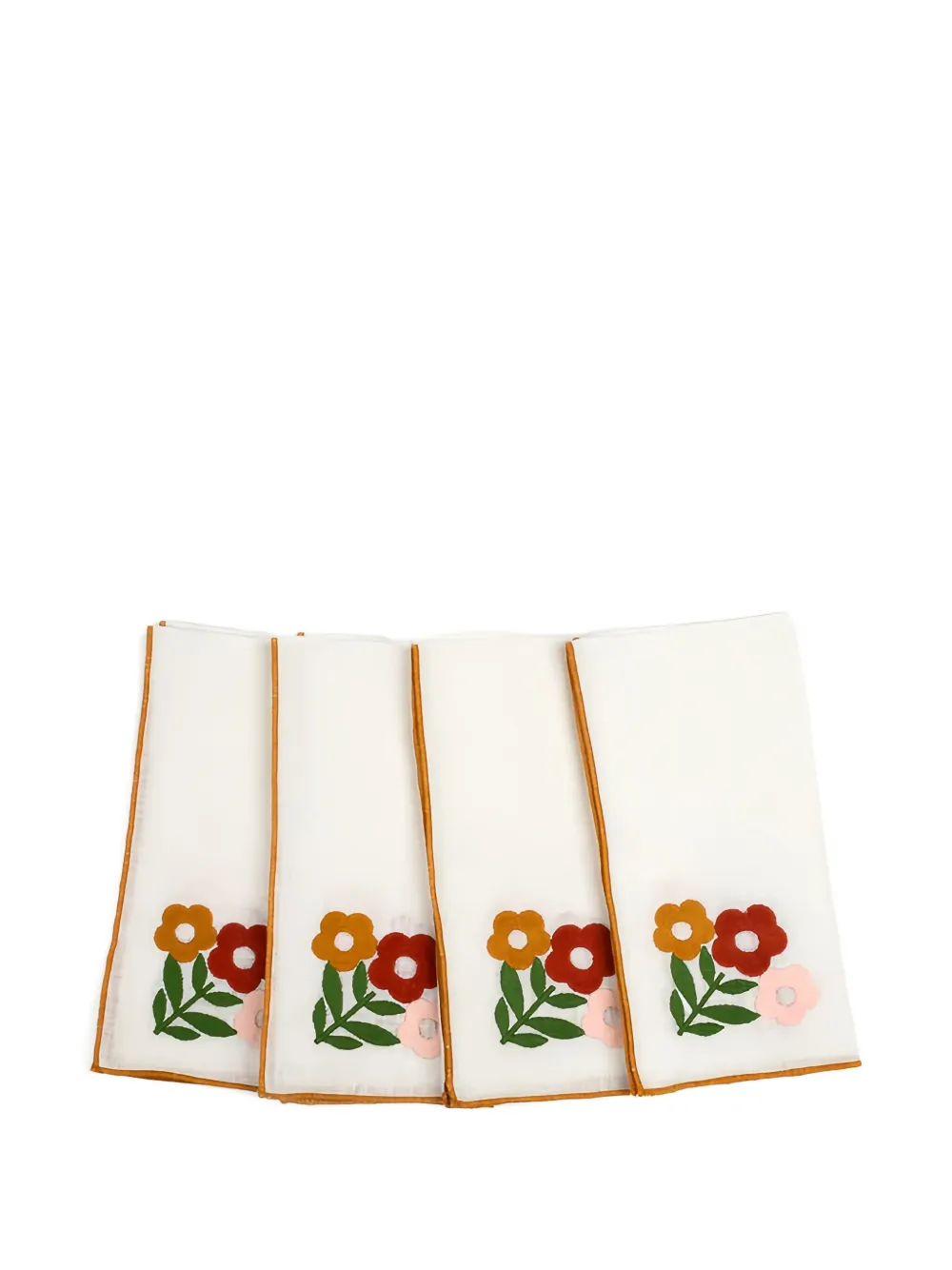 Misette  floral-embroidered napkins (set of four) | White | Image 1