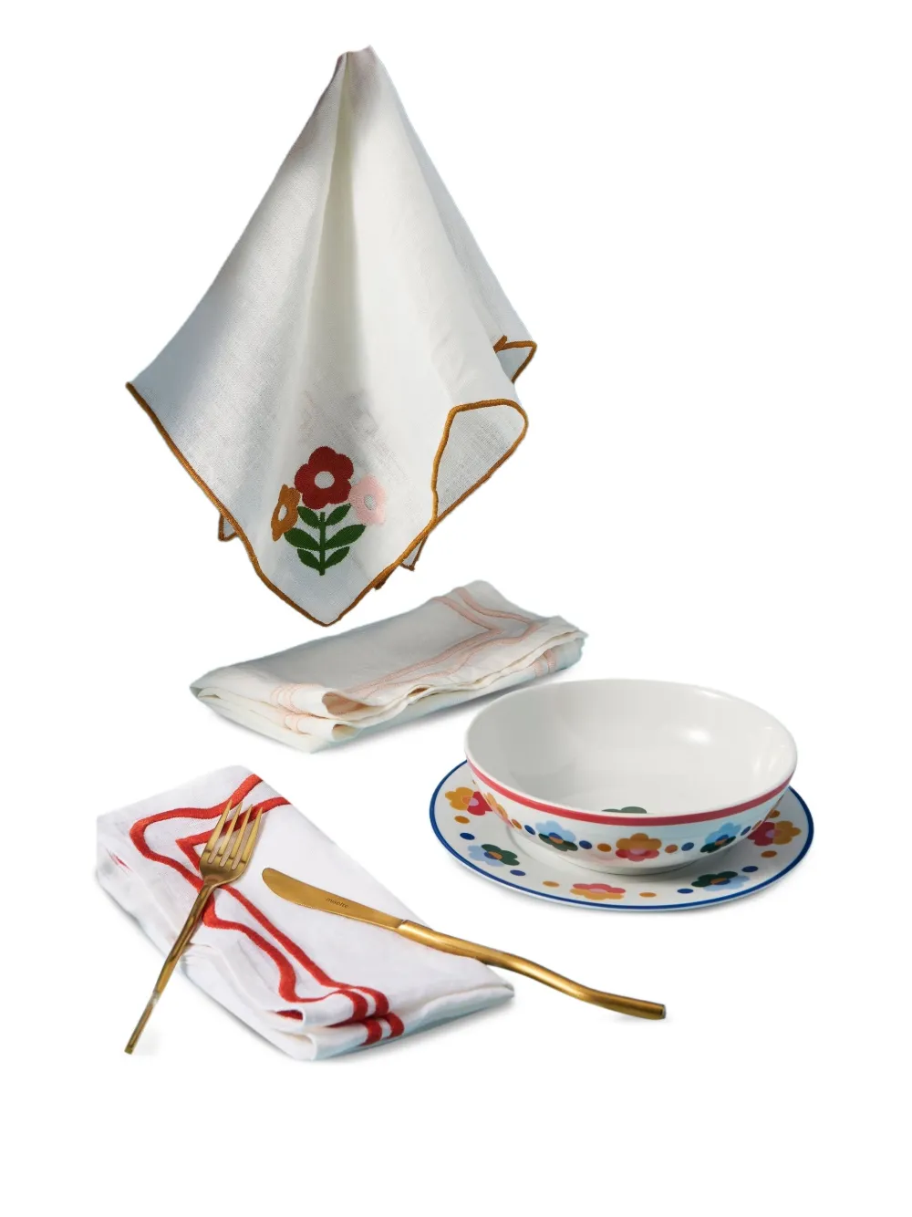 Misette  floral-embroidered napkins (set of four) | Table Linens | Image 2