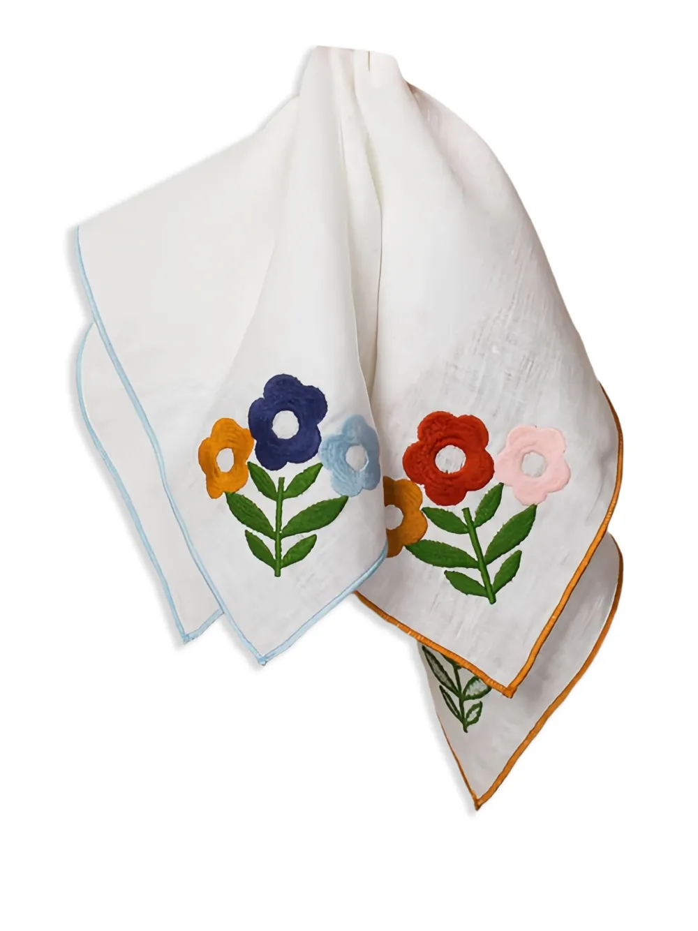  Misette Floral-embroidered Napkins (set Of Four) - White 