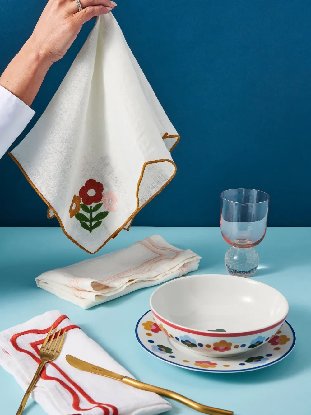 Misette  floral-embroidered napkins (set of four) | Table Linens | Image 2