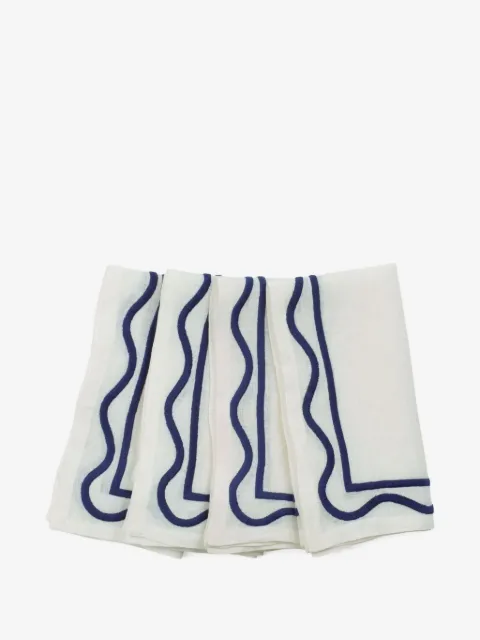 Misette Colorblock Embroidered Linen Napkins (set of four)