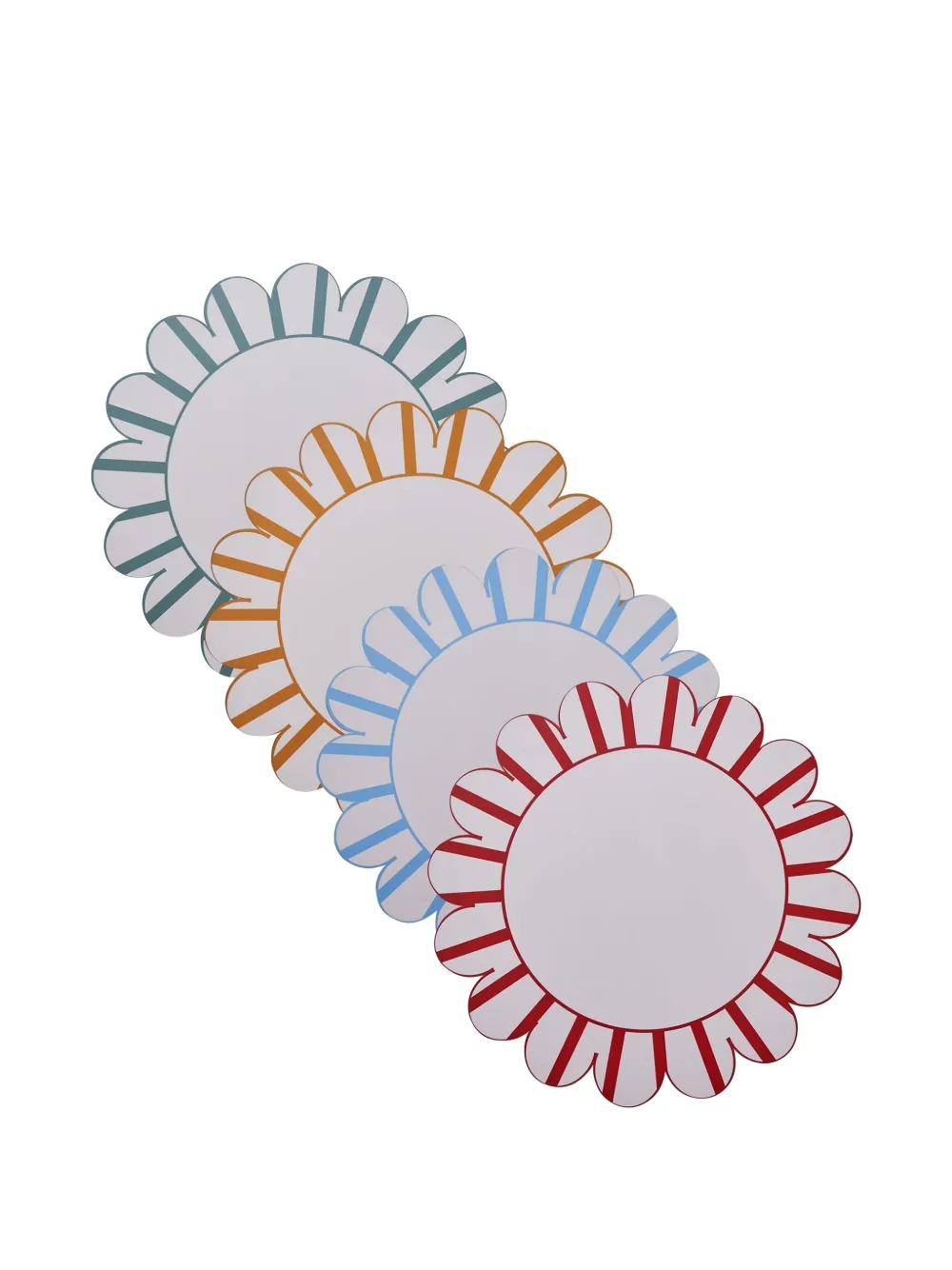 Misette scalloped stripe placemats (set of four) | White | Image 1