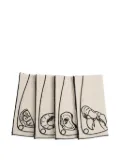 Misette line-drawing linen napkins (set of four) - Brown