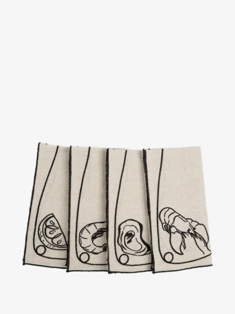 Misette line-drawing linen napkins (set of four)