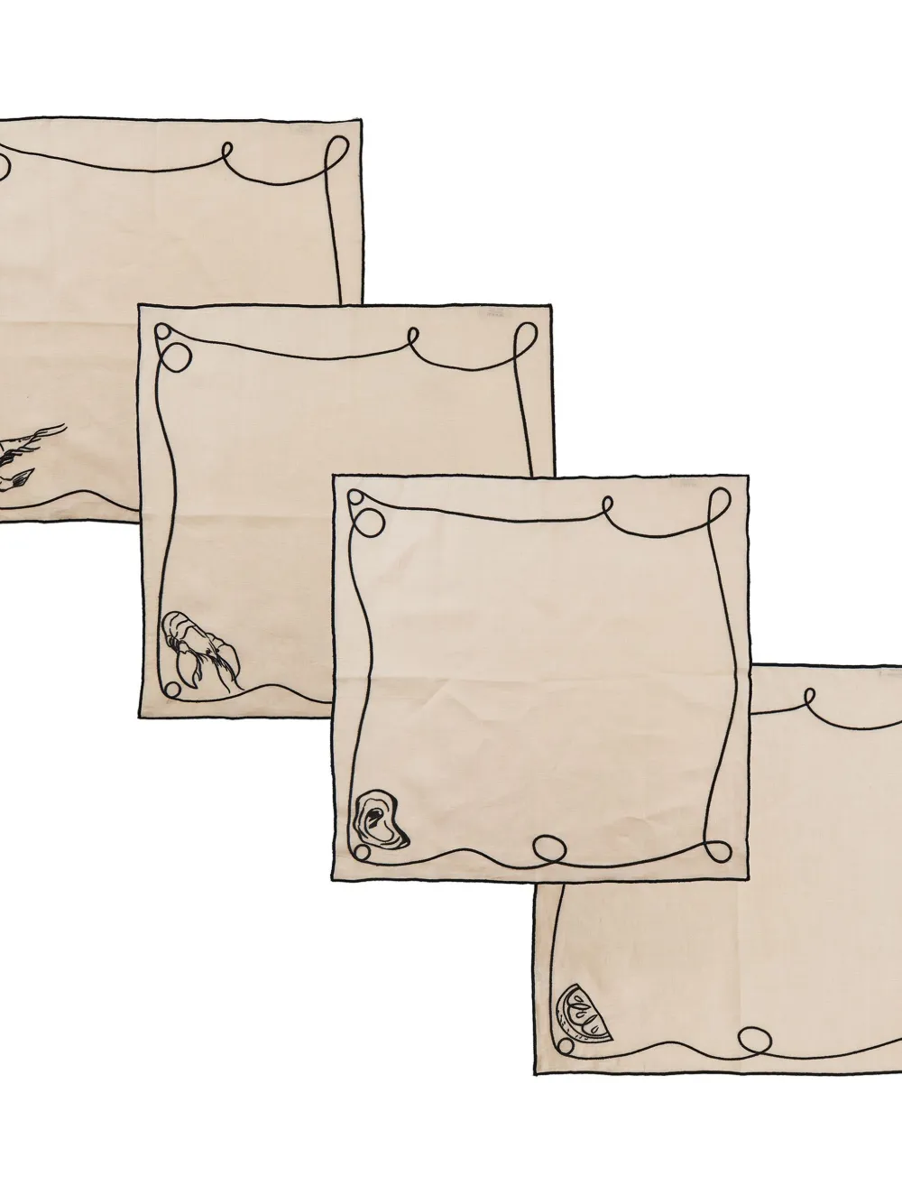 Misette Line-drawing Linen Napkins (set Of Four) In Neutral