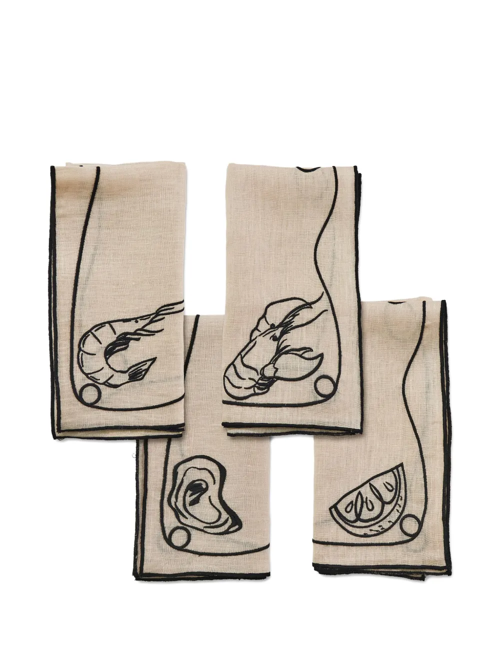 Misette Line-drawing Linen Napkins (set Of Four) In Neutral