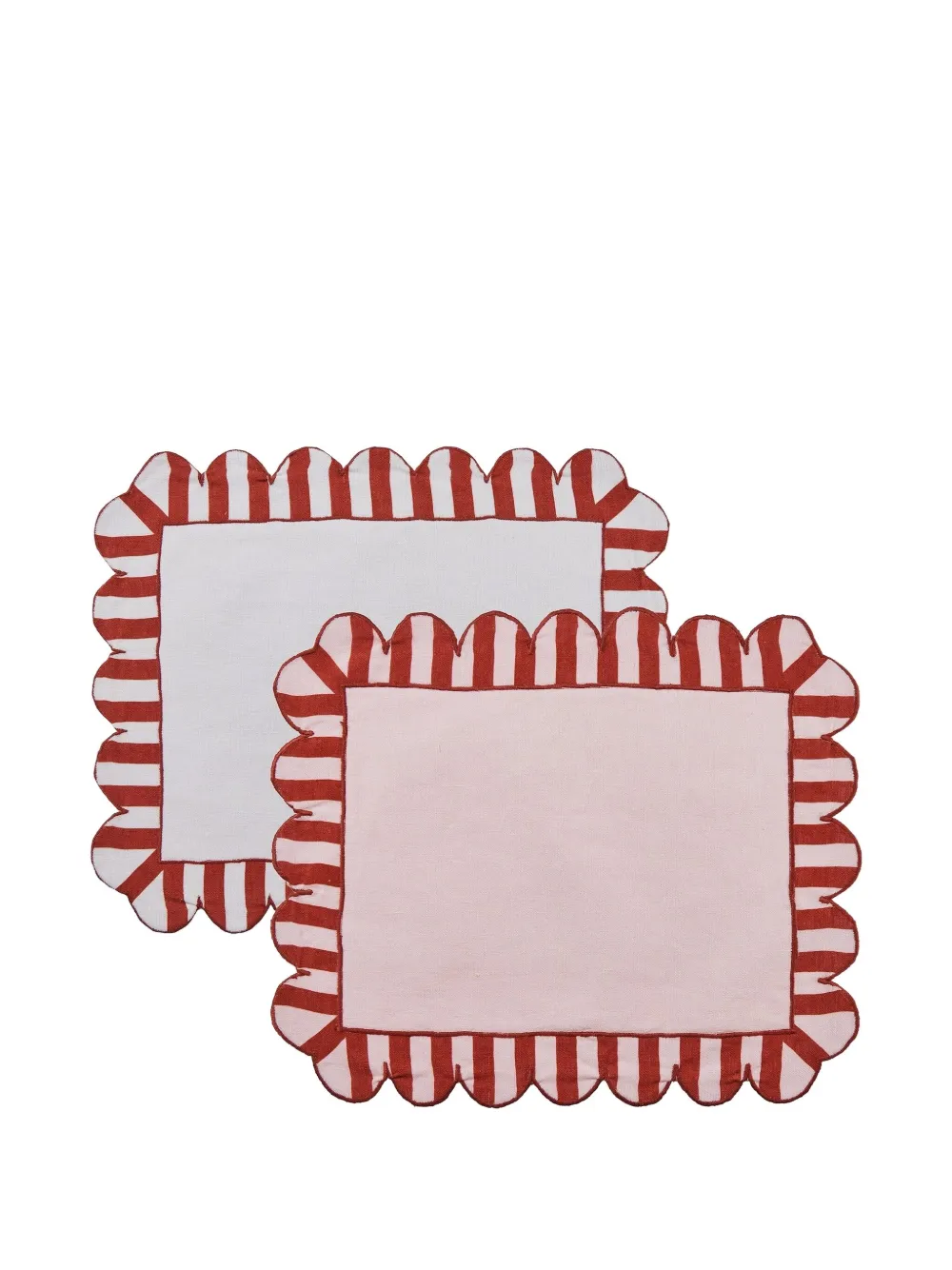 Misette scalloped stripe placemat | Red | Image 1